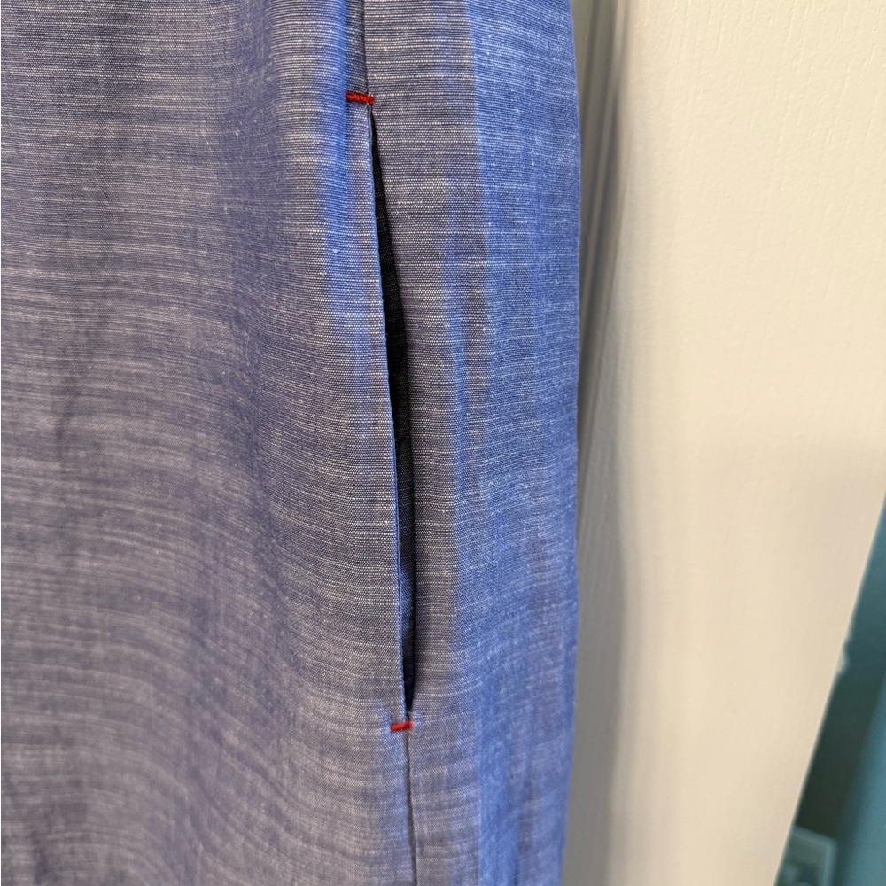 Joules Chambray FiFi Dress Blue and Red Textured Size 14 Norm Core Classic - Picture 5 of 5